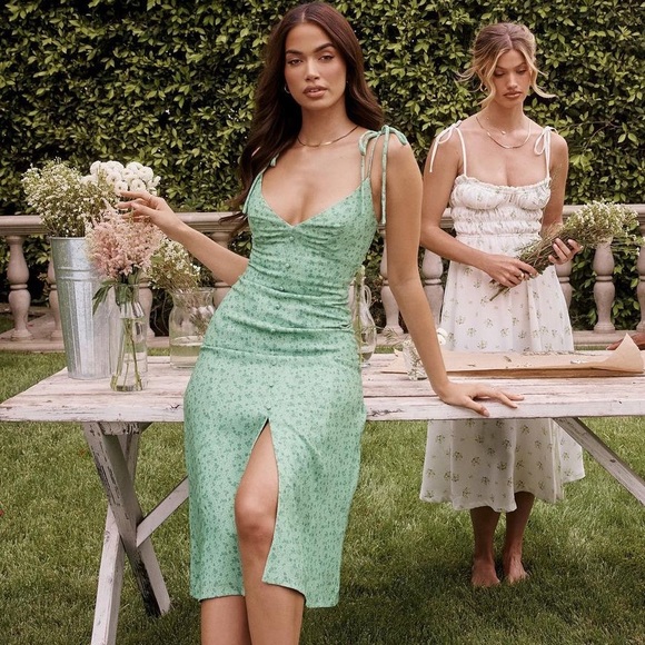 House of CB Dresses & Skirts - HOUSE OF CB CORNELIA GREEN TONAL MIDI DRESS